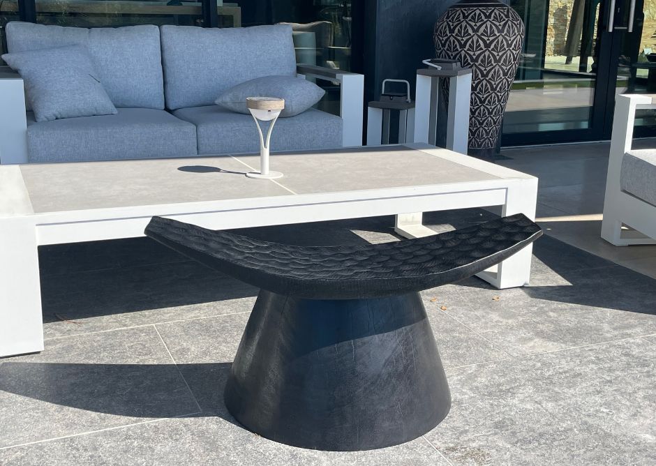 TABOURET TECK NOIR EXTERIEUR - AQUITER