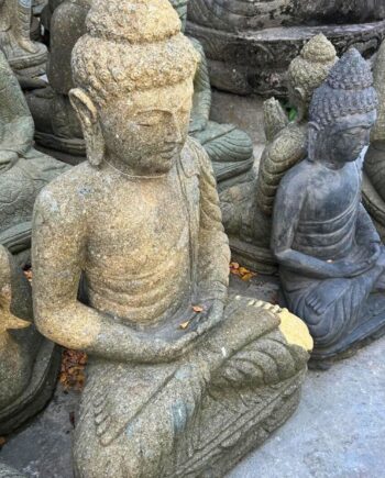 Buddha assis en pierre drapé H80cm - Aquiter